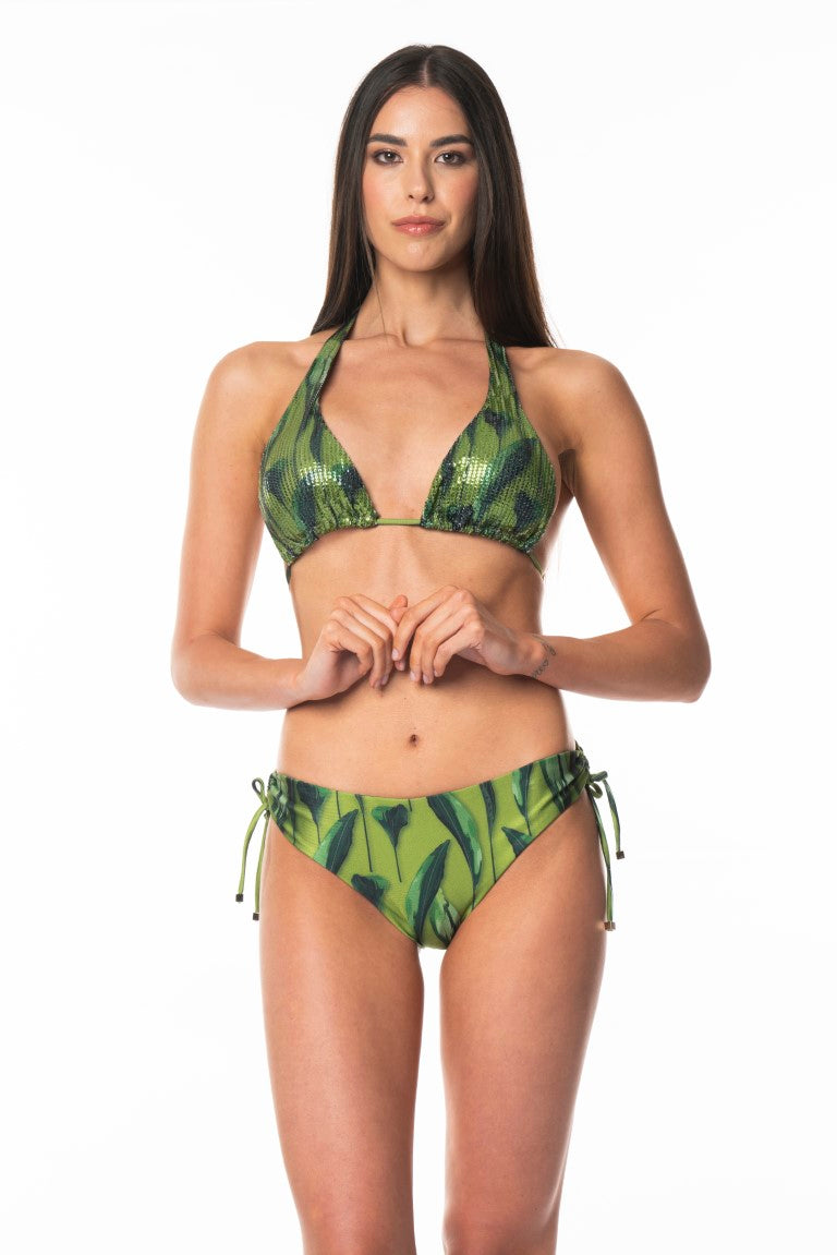 Bikini Americano Anello Oro Paillettes Green Luxury