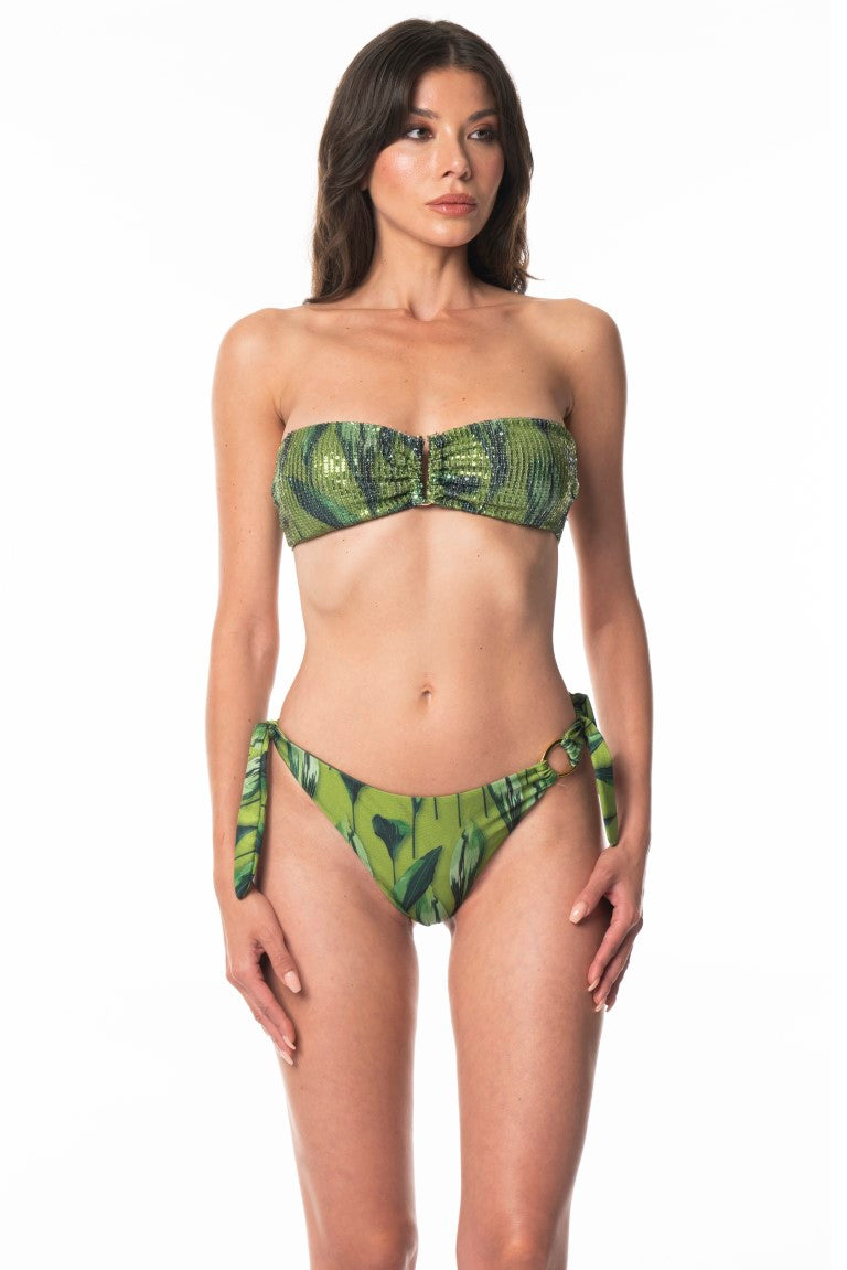 Bikini Fascia Anello Oro Paillettes Green Luxury